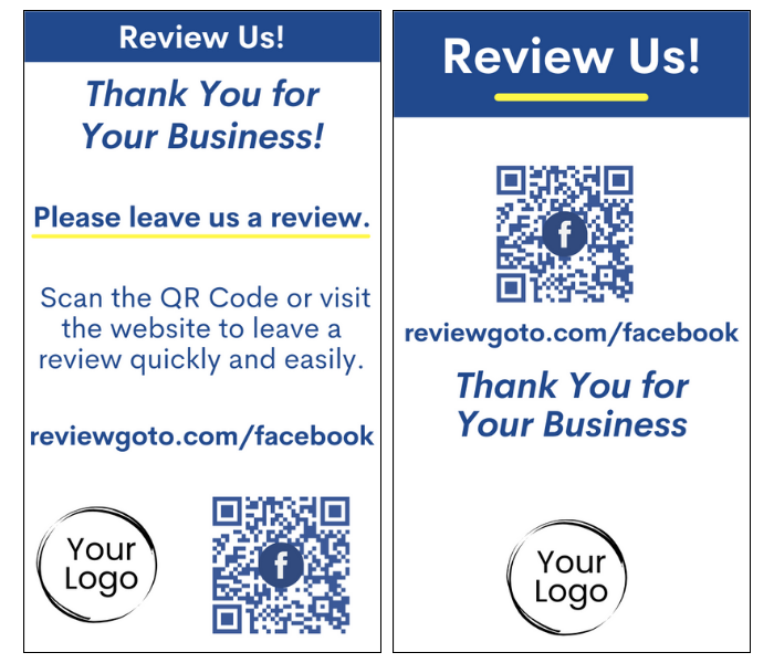 Basic Style 1 Business Card Size – Custom Review Cards